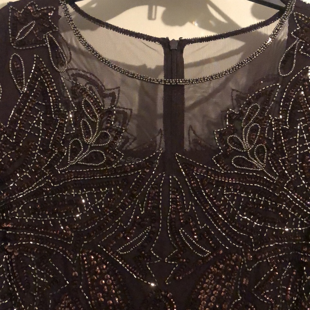 3/4 Sleeve burgundy  beaded Mother of the Bride/Groom Dress
